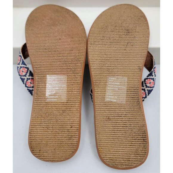 Womens Size 9 Brown Sandals With Blue Pattern Straps New No Tags - Picture 3 of 8